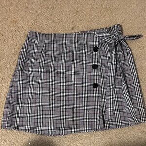 Papermoon Black and White Plaid Mini Skirt